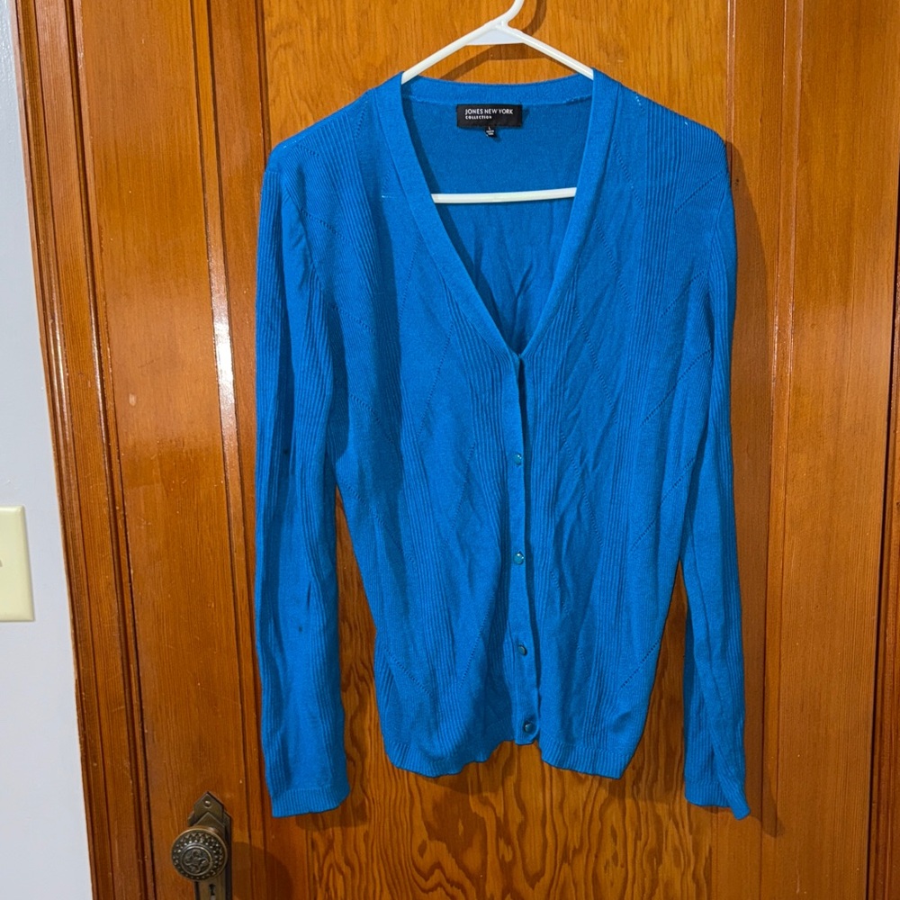 Jones new york Vibrant Blue Women's Cardigan sz large
